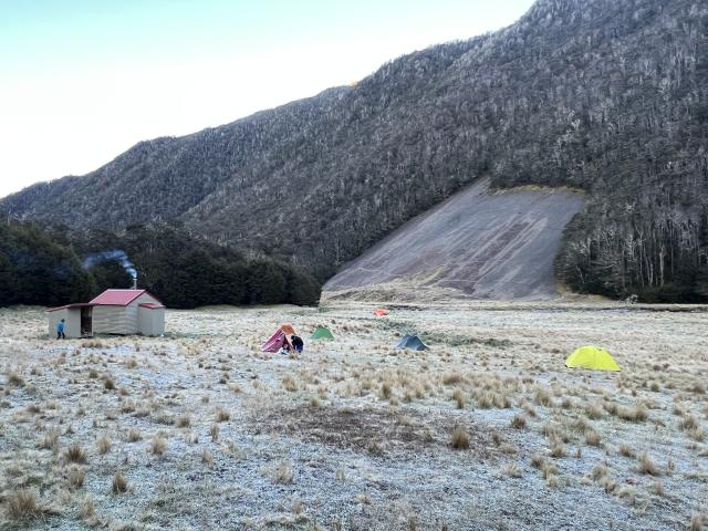 Frosty morning campsite