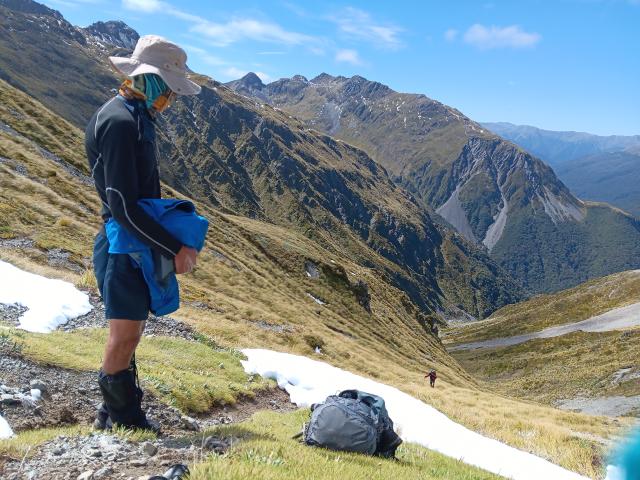 Simon looking down from the saddle