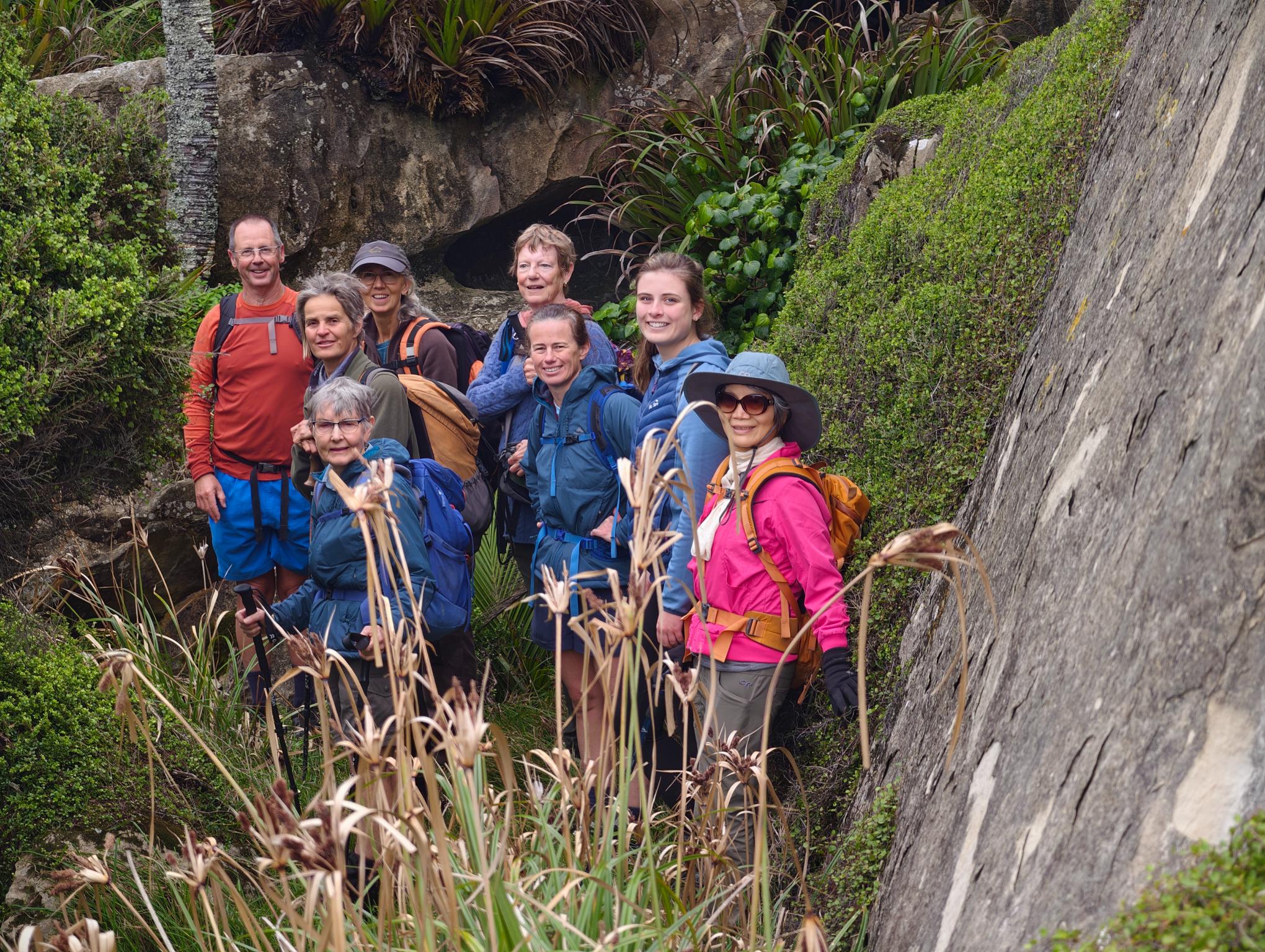 the group in a secret Nikau grove taken by Mary